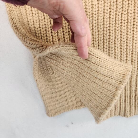 ZARA Sweater Vest Women M Tan Turtleneck Sleeveless Chunky Knit Oversized - Picture 7 of 12